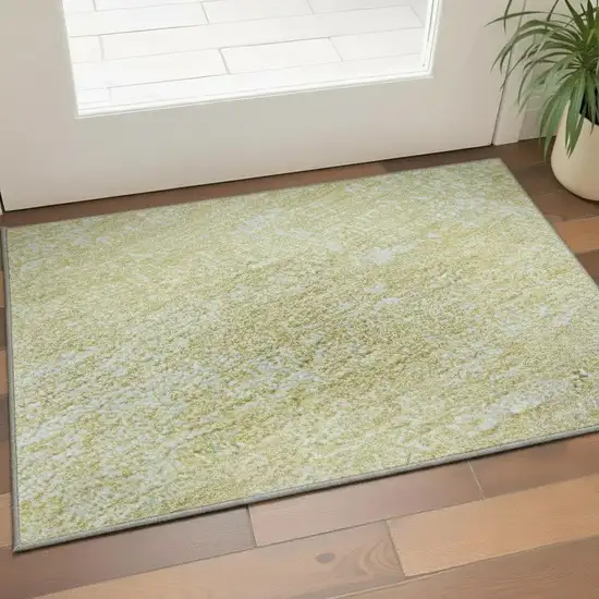 Wheat And Ivory Abstract Washable Area Rug With UV Protection Photo 2