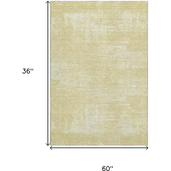 Wheat And Ivory Abstract Washable Area Rug With UV Protection Photo 3