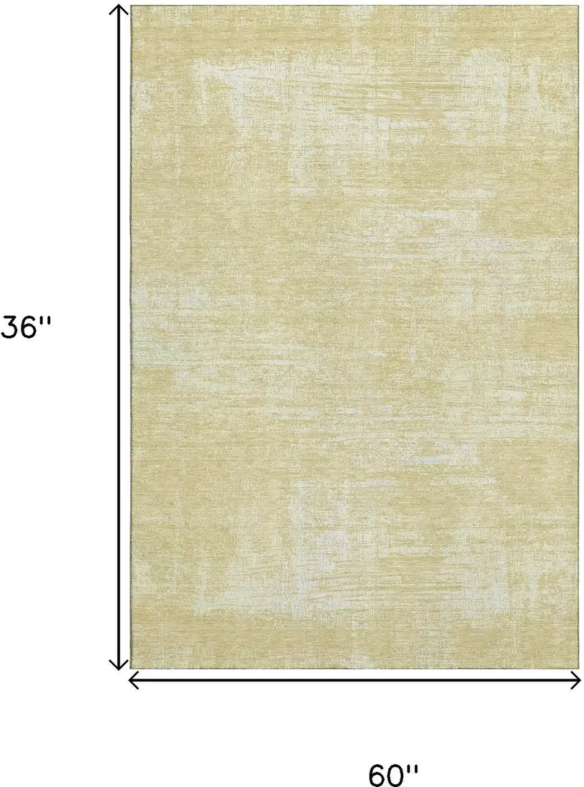 Wheat And Ivory Abstract Washable Area Rug With UV Protection Photo 3