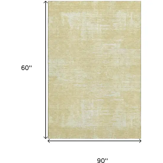 Wheat And Ivory Abstract Washable Area Rug With UV Protection Photo 3