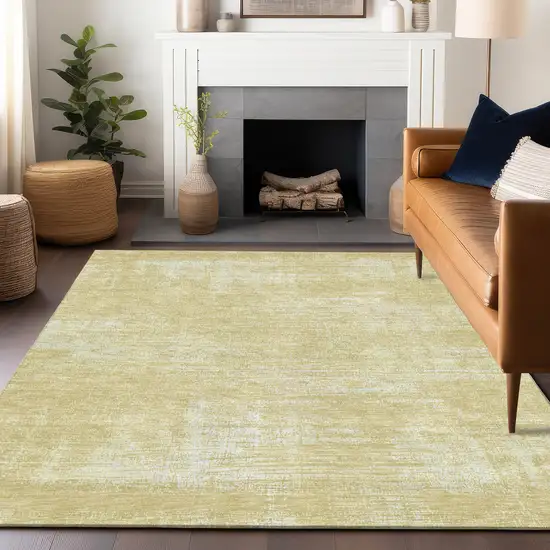 Wheat And Ivory Abstract Washable Area Rug With UV Protection Photo 4
