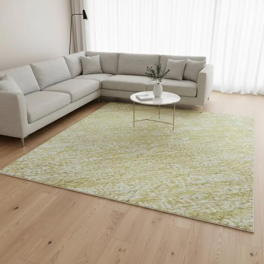 Wheat And Ivory Abstract Washable Area Rug With UV Protection Photo 2