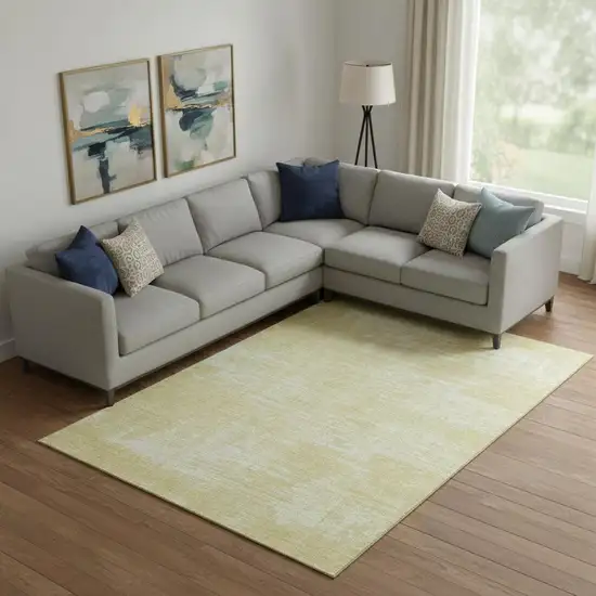 Wheat And Ivory Abstract Washable Area Rug With UV Protection Photo 3