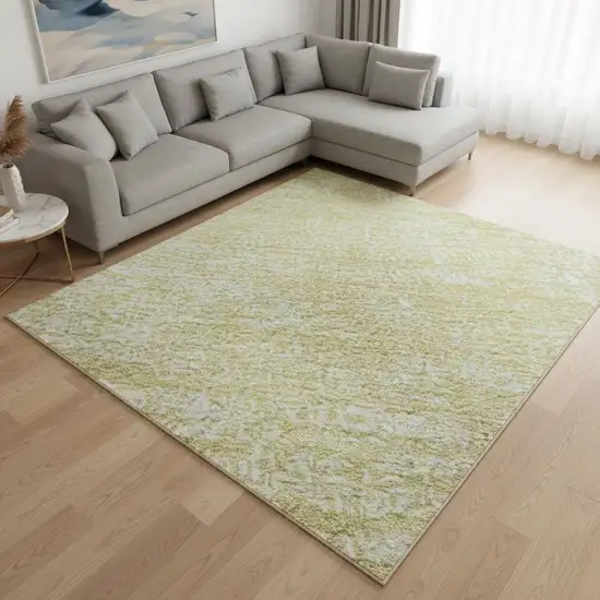 Wheat And Ivory Abstract Washable Area Rug With UV Protection Photo 2