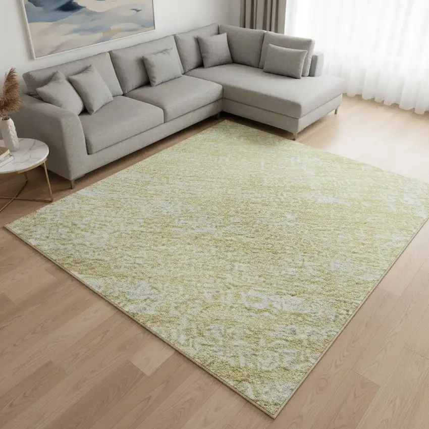 Wheat And Ivory Abstract Washable Area Rug With UV Protection Photo 2