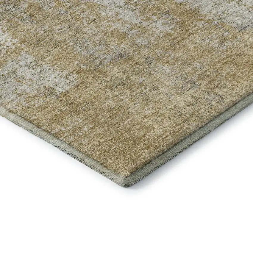 Wheat And Ivory Abstract Washable Area Rug With UV Protection Photo 5