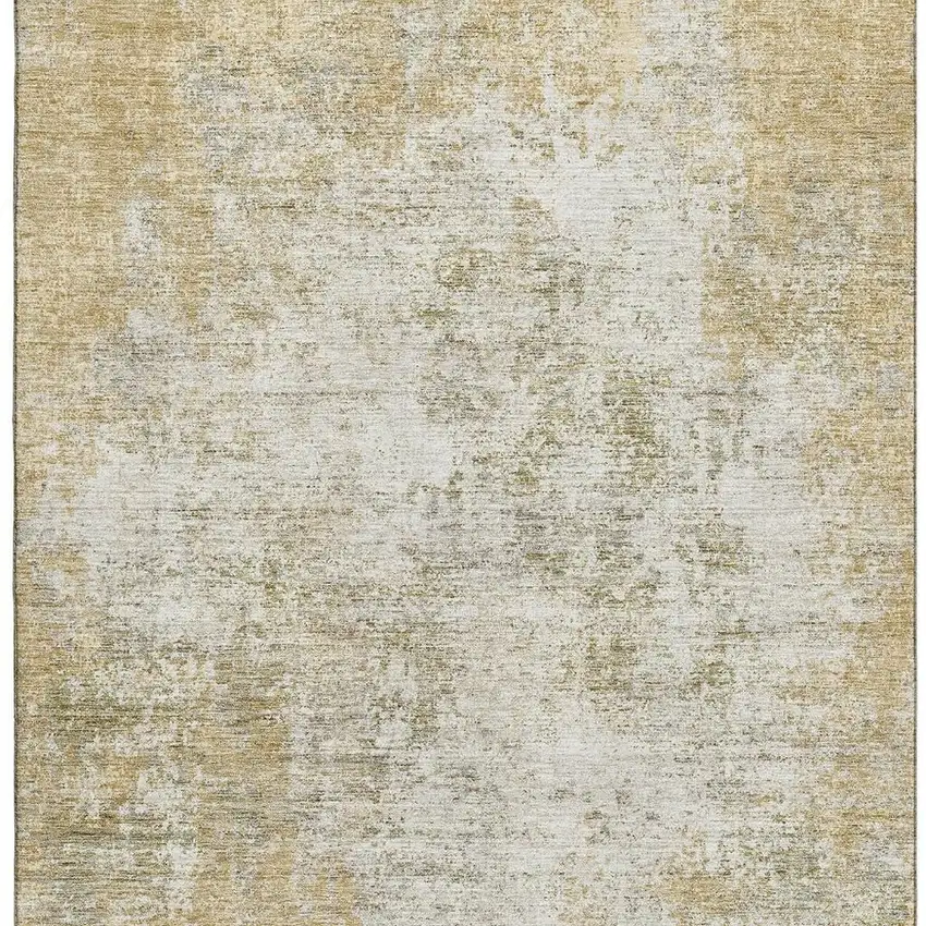 Wheat And Ivory Abstract Washable Area Rug With UV Protection Photo 4