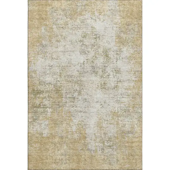 Wheat And Ivory Abstract Washable Area Rug With UV Protection Photo 3