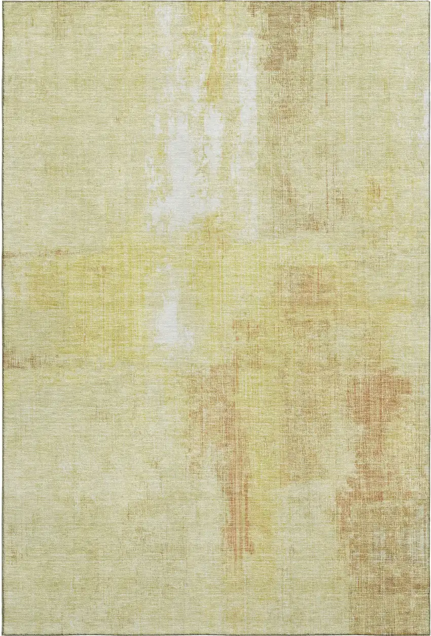 Wheat And Ivory Abstract Washable Area Rug With UV Protection Photo 3