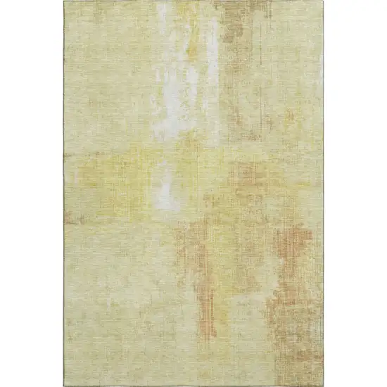 Wheat And Ivory Abstract Washable Area Rug With UV Protection Photo 3