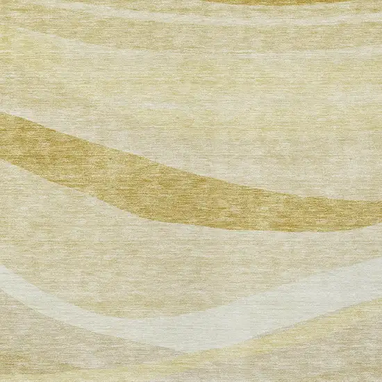 Wheat And Ivory Abstract Washable Indoor Outdoor Area Rug Photo 5