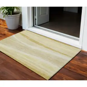 Photo of Wheat And Ivory Abstract Washable Indoor Outdoor Area Rug