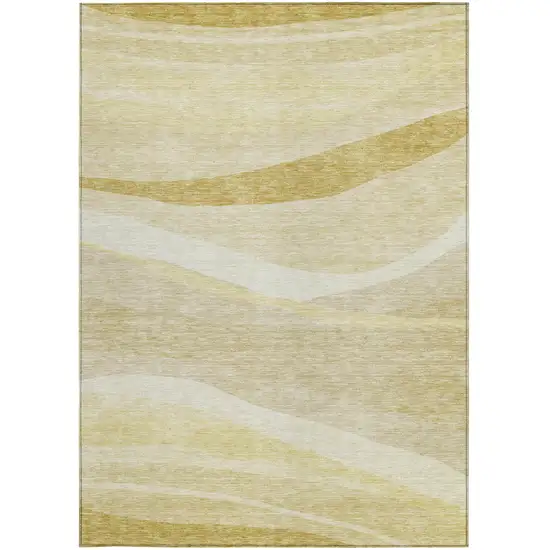Wheat And Ivory Abstract Washable Indoor Outdoor Area Rug Photo 6