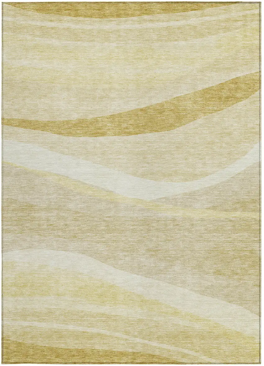 Wheat And Ivory Abstract Washable Indoor Outdoor Area Rug Photo 6