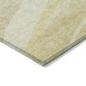 Photo of Wheat And Ivory Abstract Washable Indoor Outdoor Area Rug