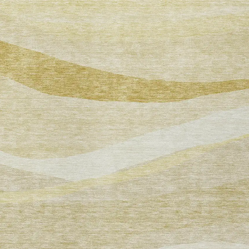 Wheat And Ivory Abstract Washable Indoor Outdoor Area Rug Photo 5