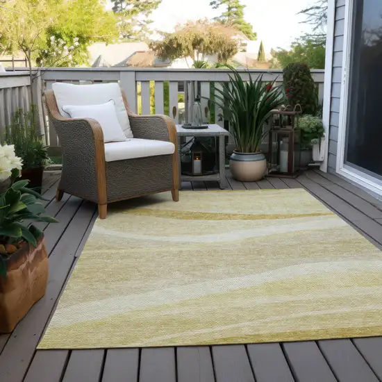 Wheat And Ivory Abstract Washable Indoor Outdoor Area Rug Photo 9