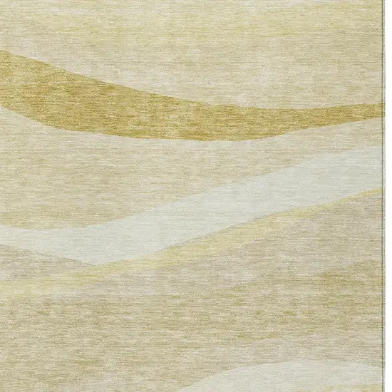 Wheat And Ivory Abstract Washable Indoor Outdoor Area Rug Photo 4