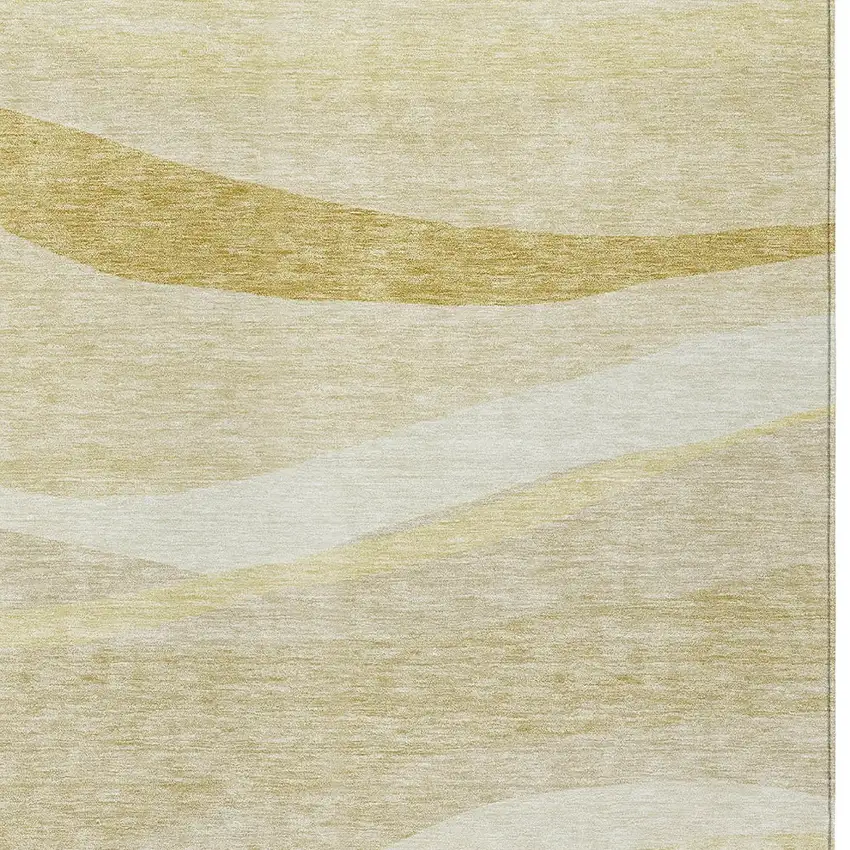 Wheat And Ivory Abstract Washable Indoor Outdoor Area Rug Photo 4