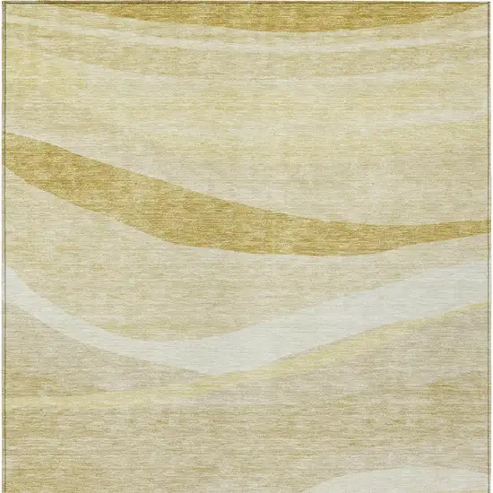 Wheat And Ivory Abstract Washable Indoor Outdoor Area Rug Photo 5