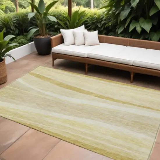 Wheat And Ivory Abstract Washable Indoor Outdoor Area Rug Photo 1