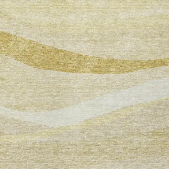 Wheat And Ivory Abstract Washable Indoor Outdoor Area Rug Photo 5