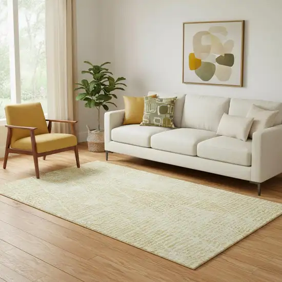 Wheat And Ivory Diamond Washable Area Rug With UV Protection Photo 1