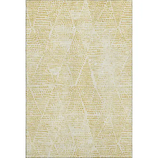 Wheat And Ivory Diamond Washable Area Rug With UV Protection Photo 1