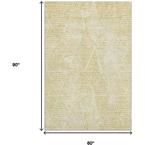 Wheat And Ivory Diamond Washable Area Rug With UV Protection Photo 7