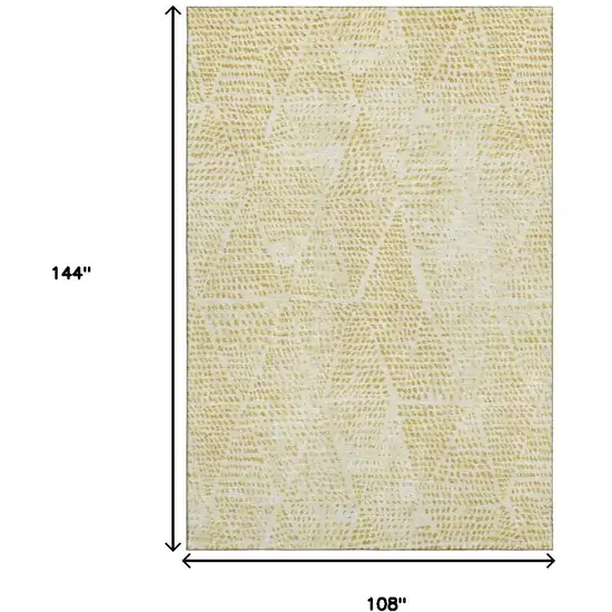 Wheat And Ivory Diamond Washable Area Rug With UV Protection Photo 3