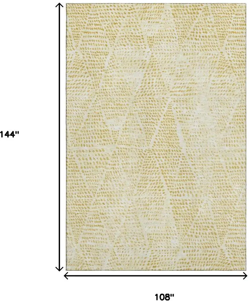 Wheat And Ivory Diamond Washable Area Rug With UV Protection Photo 3