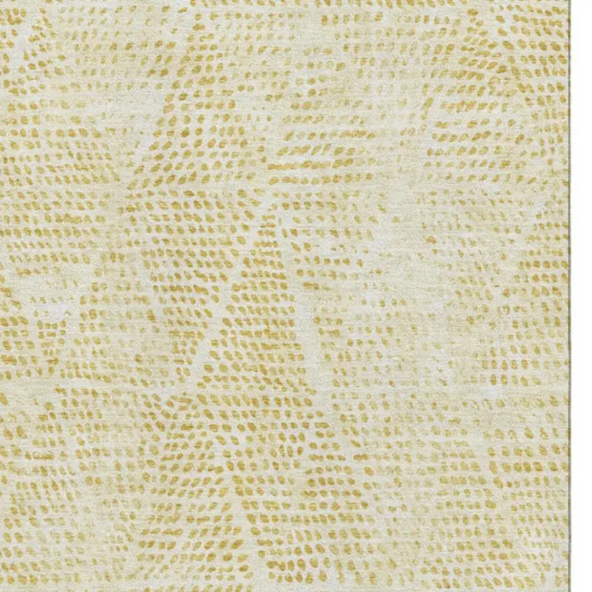 Wheat And Ivory Diamond Washable Area Rug With UV Protection Photo 9