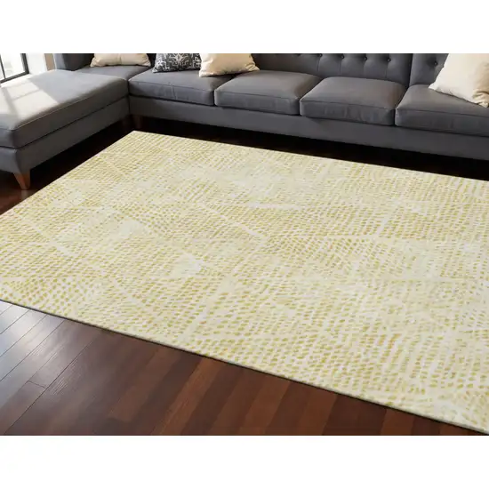 Wheat And Ivory Diamond Washable Area Rug With UV Protection Photo 2