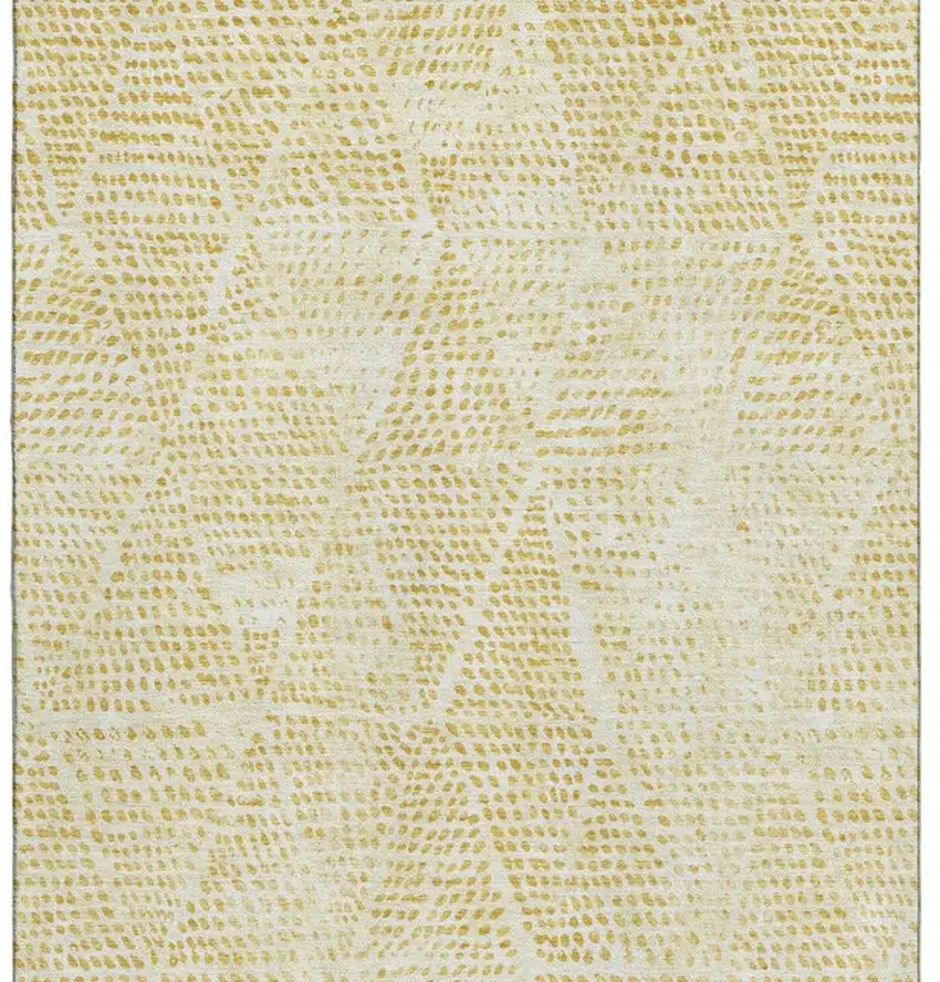 Wheat And Ivory Diamond Washable Area Rug With UV Protection Photo 9