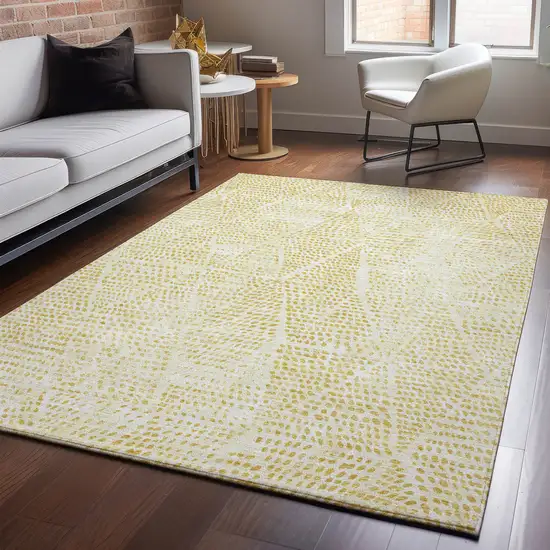 Wheat And Ivory Diamond Washable Area Rug With UV Protection Photo 5