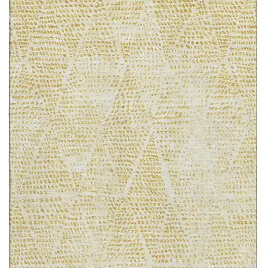 Wheat And Ivory Diamond Washable Area Rug With UV Protection Photo 4