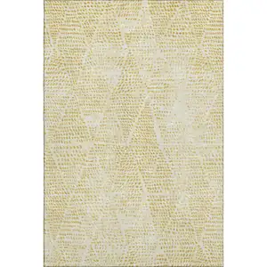 Photo of Wheat And Ivory Diamond Washable Area Rug With UV Protection