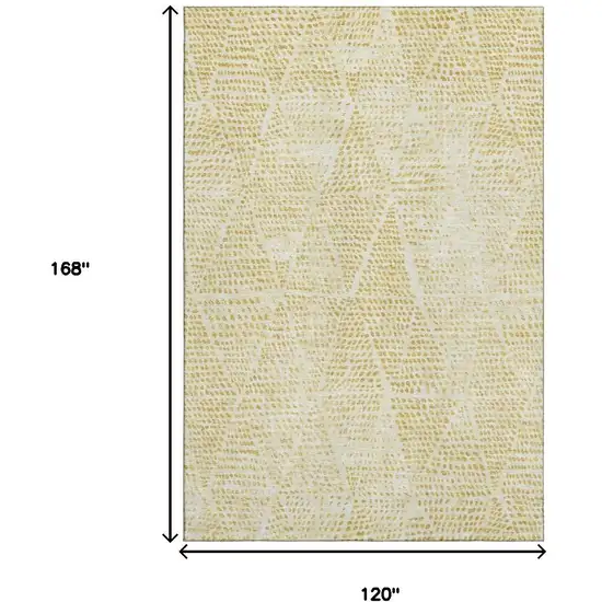 Wheat And Ivory Diamond Washable Area Rug With UV Protection Photo 3