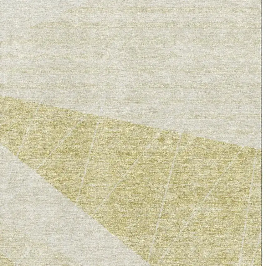 Wheat And Ivory Geometric Washable Area Rug With UV Protection Photo 4