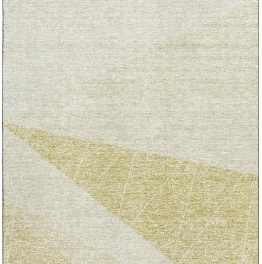 Wheat And Ivory Geometric Washable Area Rug With UV Protection Photo 3