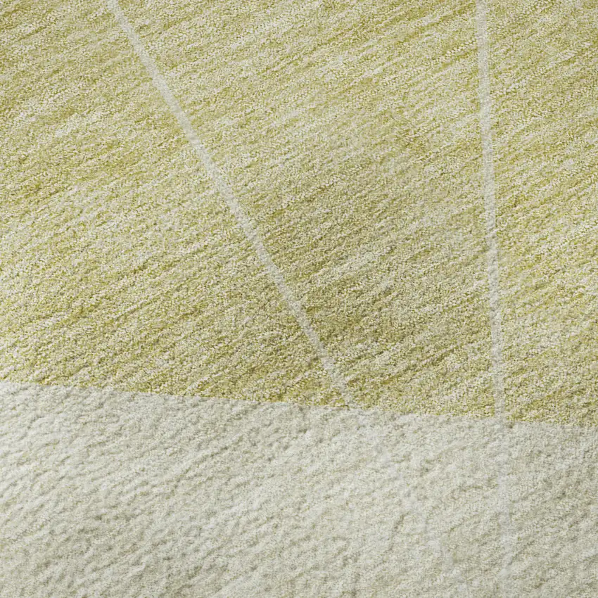 Wheat And Ivory Geometric Washable Area Rug With UV Protection Photo 9