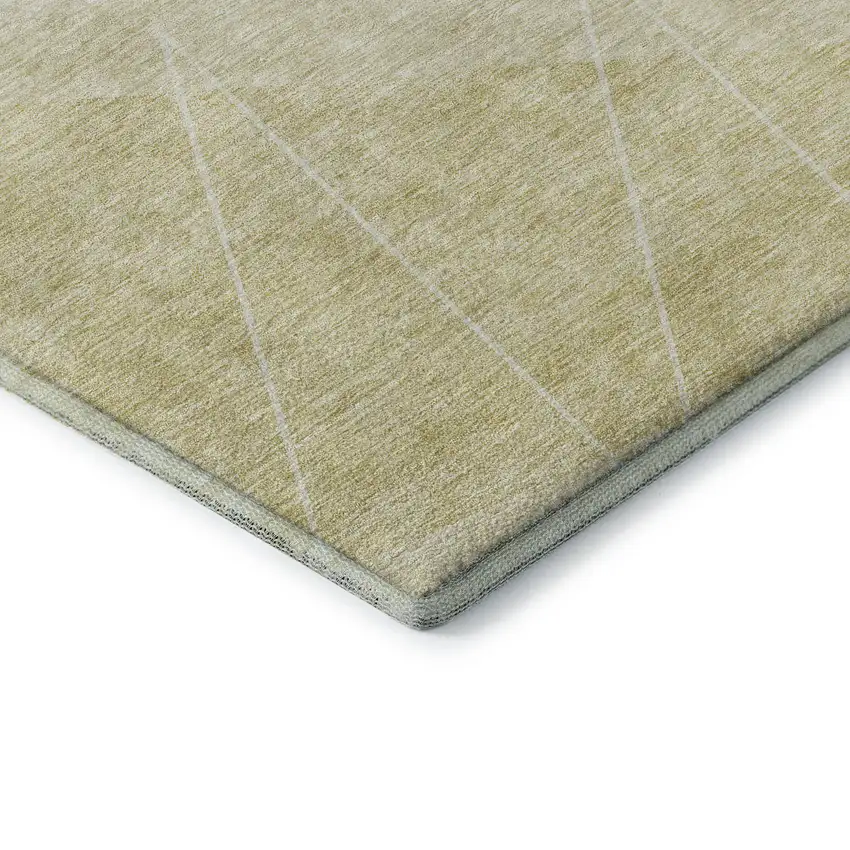 Wheat And Ivory Geometric Washable Area Rug With UV Protection Photo 7