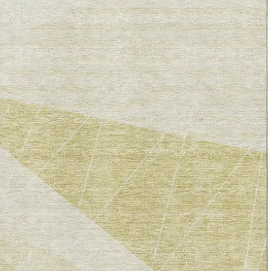 Wheat And Ivory Geometric Washable Area Rug With UV Protection Photo 2