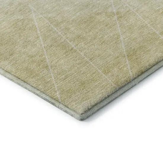 Wheat And Ivory Geometric Washable Area Rug With UV Protection Photo 7