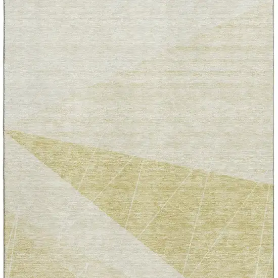 Wheat And Ivory Geometric Washable Area Rug With UV Protection Photo 2