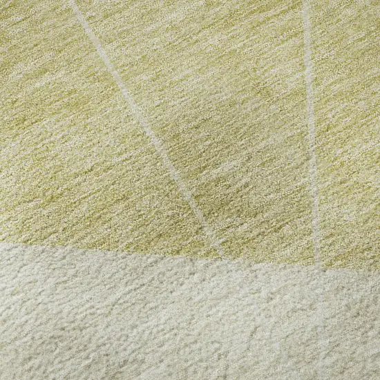 Wheat And Ivory Geometric Washable Area Rug With UV Protection Photo 9