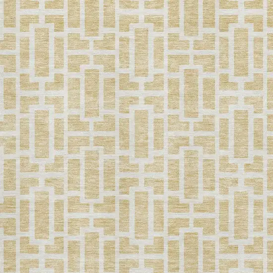 Wheat And Ivory Geometric Washable Area Rug With UV Protection Photo 3