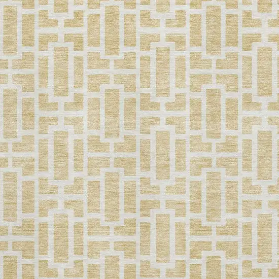 Wheat And Ivory Geometric Washable Area Rug With UV Protection Photo 3