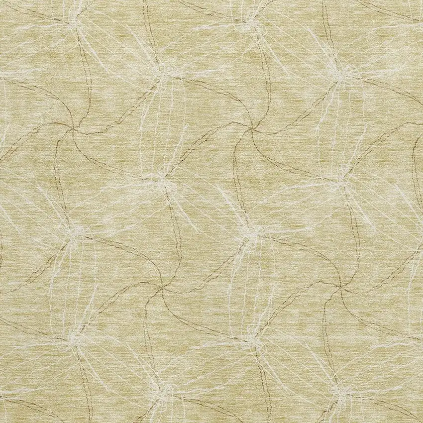 Wheat And Ivory Geometric Washable Area Rug With UV Protection Photo 2