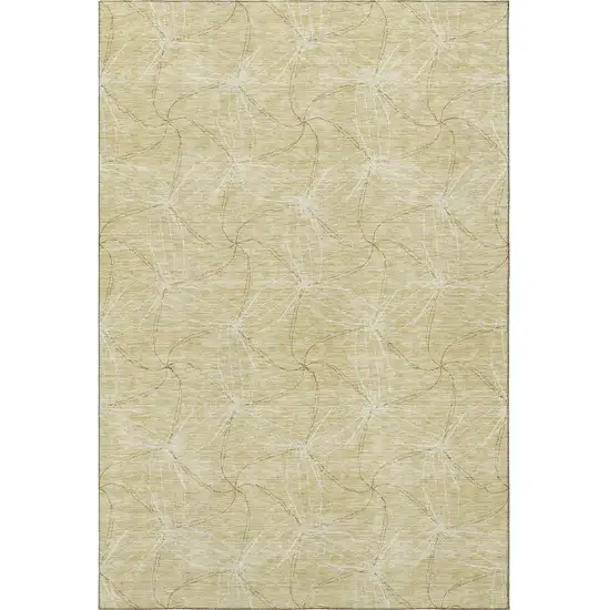 Wheat And Ivory Geometric Washable Area Rug With UV Protection Photo 3